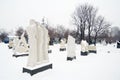 Muzeon sculpture park in Moscow in winter. Royalty Free Stock Photo