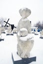 Muzeon sculpture park in Moscow in winter. Royalty Free Stock Photo