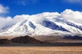 Muztagata Mountain on Pamirs in Fall Royalty Free Stock Photo