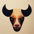 Muzzle of an angry bull. Decorative bull's head. A simple illustration. AI-generated