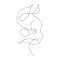 The muzzle of a cat in one line in the style of minimalism. Suitable for logo, mascot, badge, tattoo, banner, t-shirt print