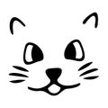 The muzzle of a cat. Sketch. Cute kitten. Mustachioed pet. Vector illustration.