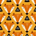 Muzzle of foxes, colorful seamless pattern
