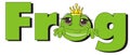Muzzle of frog in crown and word frog Royalty Free Stock Photo