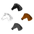 Muzzle horse icon cartoon,black. Singe western icon from the wild west cartoon,black. Royalty Free Stock Photo