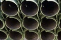 Muzzles barrels of military tank artillery gun. copy space, selective focus, narrow depth of field. Royalty Free Stock Photo