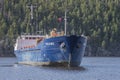 Mv Falknes arrivals Bakke harbor to load gravel Royalty Free Stock Photo