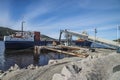 Mv Falknes load gravel at Bakke harbor Royalty Free Stock Photo