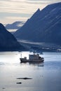 MV Grigoriy Mikheev in Scoresbysund in eastern Greenland Royalty Free Stock Photo