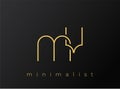 MV Minimalist Logo with Interlocking Shapes on Solid Black Background Royalty Free Stock Photo
