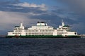 MV Suquamish pulls away from Mukilteo in evening light