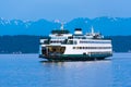 Washington State Ferry MV Walla Walla approaches Edmonds at dawn