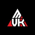 MVK triangle letter logo design with triangle shape. MVK triangle logo design monogram. MVK triangle vector logo template with red Royalty Free Stock Photo
