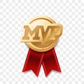 MVP gold medal award. Vector most valuable player trophy logo Royalty Free Stock Photo