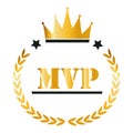 MVP gold medal award on white background. Vector stock illustration. Royalty Free Stock Photo