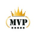 MVP gold medal award on white background. Vector stock illustration. Royalty Free Stock Photo