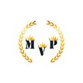 MVP gold medal award on white background. Vector stock illustration. Royalty Free Stock Photo