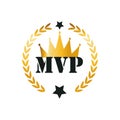 MVP gold medal award on white background. Vector stock illustration. Royalty Free Stock Photo