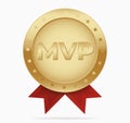 Mvp golden medal award vector. Royalty Free Stock Photo