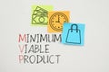 MVP Minimum viable product concept for startup. Analysis and market validation for New product release planning Royalty Free Stock Photo