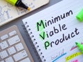 MVP Minimum viable product and marks on the page. Royalty Free Stock Photo