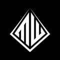 MW logo letters monogram with prisma shape design template