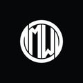 MW Logo monogram shield inside circle shape vector images design template Royalty Free Stock Photo