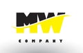 MW M W Black and Yellow Letter Logo with Swoosh.