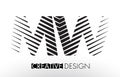 MW M W Lines Letter Design with Creative Elegant Zebra