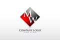 MW, WM letter company logo design vector
