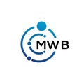 MWB letter technology logo design on white background. MWB creative initials letter IT logo concept. MWB letter design