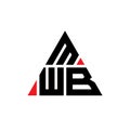 MWB triangle letter logo design with triangle shape. MWB triangle logo design monogram. MWB triangle vector logo template with red