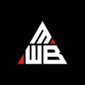 MWB triangle letter logo design with triangle shape. MWB triangle logo design monogram. MWB triangle vector logo template with red