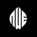 MWE circle letter logo design with circle and ellipse shape. MWE ellipse letters with typographic style. The three initials form a Royalty Free Stock Photo