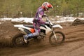 MX rider problem in turn motocross track Royalty Free Stock Photo