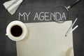 My agenda concept on black blackboard
