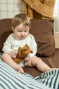 My Best Friend baby sleeping with her teddy bear, New family and baby protection concept Royalty Free Stock Photo