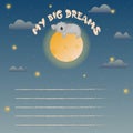 My big dreams for children. Magic starry sky with sleeping cute koala on the moon. Outer space. Vector illustration Royalty Free Stock Photo