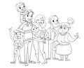 My big family posing together. Coloring book