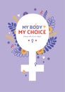 My body my choice flat illustration concept poster