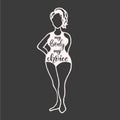 My Body My Choice lettering-a feminist slogan issues of bodily autonomy and abortion. woman silhouette symbol vector. Body