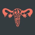 My Body My Choice Sign. Wome's Rights Poster, Demanding Continued Access to Abortion After the Ban on Abortions