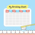 My brushing chart illustration vector on blue background. Dental