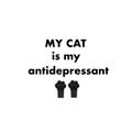 My cat is my antidepressant text with doodle black paw prints Royalty Free Stock Photo