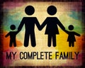 my complete family tagline with clip art abstract background