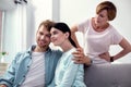 Pleasant happy man hugging his wife Royalty Free Stock Photo