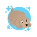 Illustration of Lonely Dog Cartoon, Cute Funny Character, Flat Design