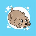 Illustration of Lonely Dog Cartoon, Cute Funny Character, Flat Design