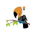 Illustration of Tukan Toco Bird Cartoon, Cute Funny Character, Flat Design