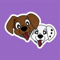Sticker of Dog Head and Pulls Out its Tongue Cartoon, Cute Funny Character, Flat Design